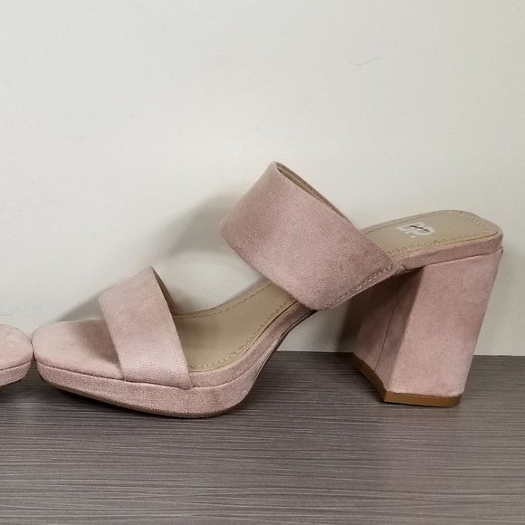 BP. Karly Platform Block Heel Slide Sandal, Light Pink Suede, Womens Size 6 M - Picture 8 of 12